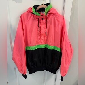 XL Neon Colorblock Jacket - Pink, Green, Black